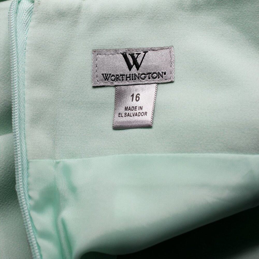 Worthington Women Skirt Size 16 Green Pencil Straight Career Lined Spandex Blend - Picture 5 of 6